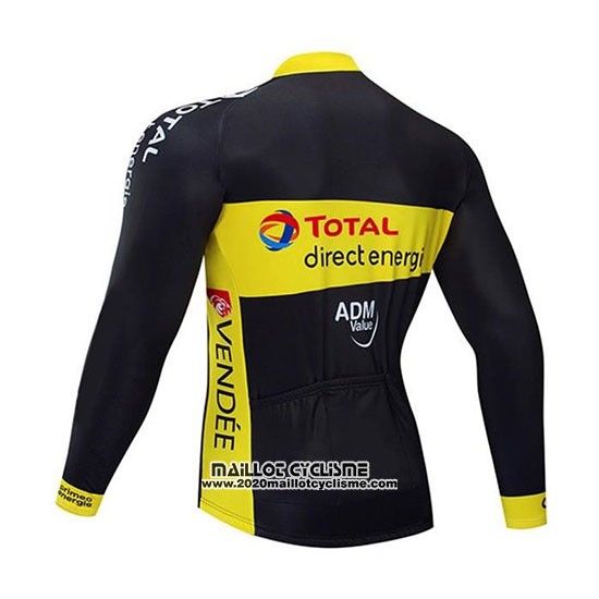 2019 Maillot Ciclismo Direct Energie Noir Jaune Manches Longues et Cuissard